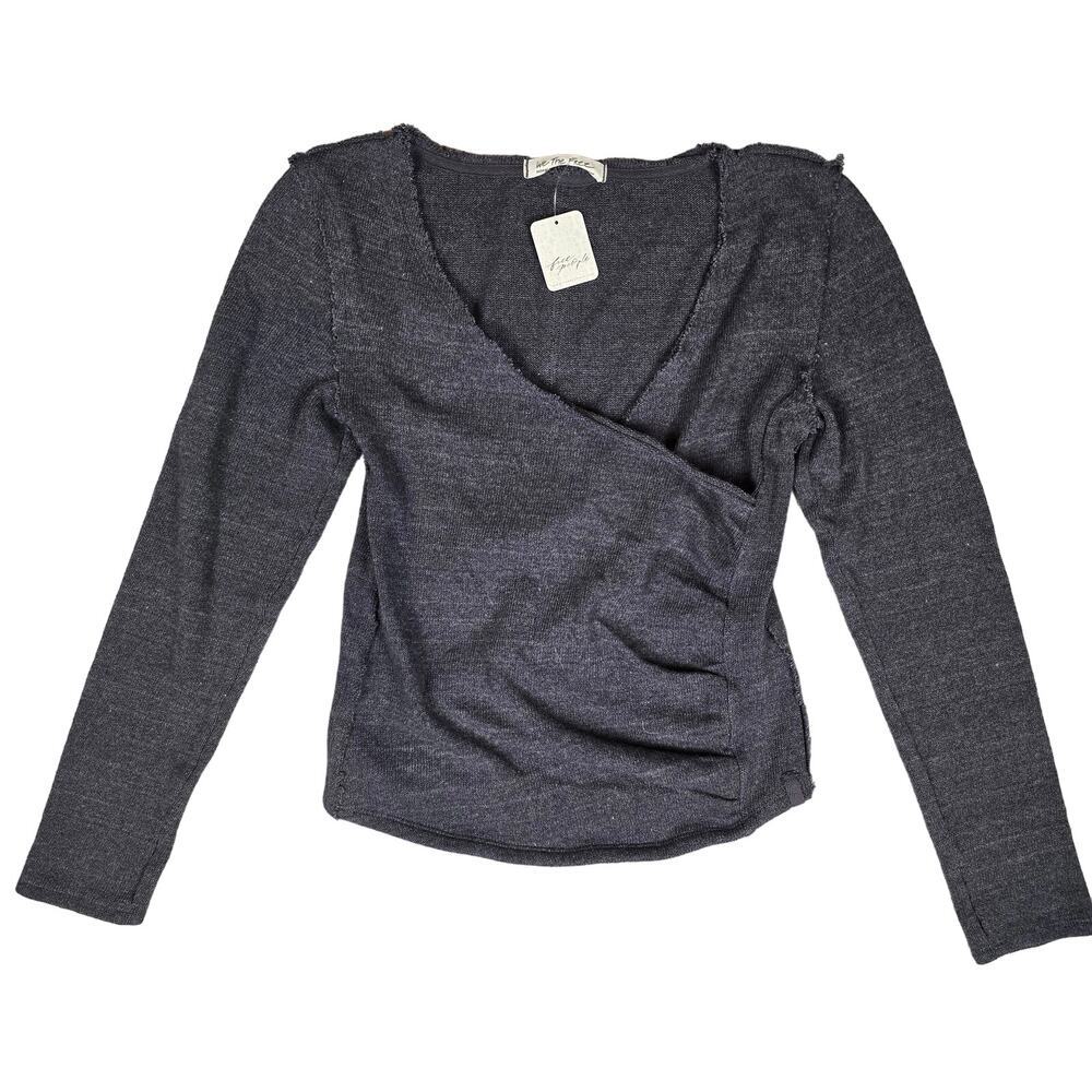 NWT We The Free FREE PEOPLE Like A Boss Cotton Blend Sweater In Gray Medium